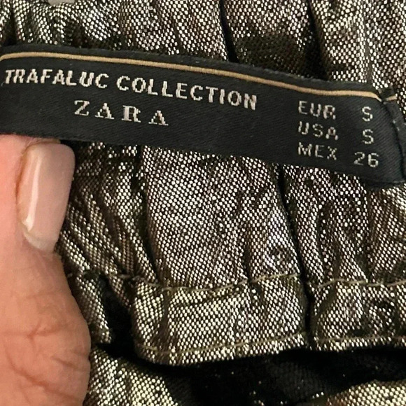 Zara Trafaluc Collection Gold Metallic Pants with Stretch Size Small - Picture 7 of 8